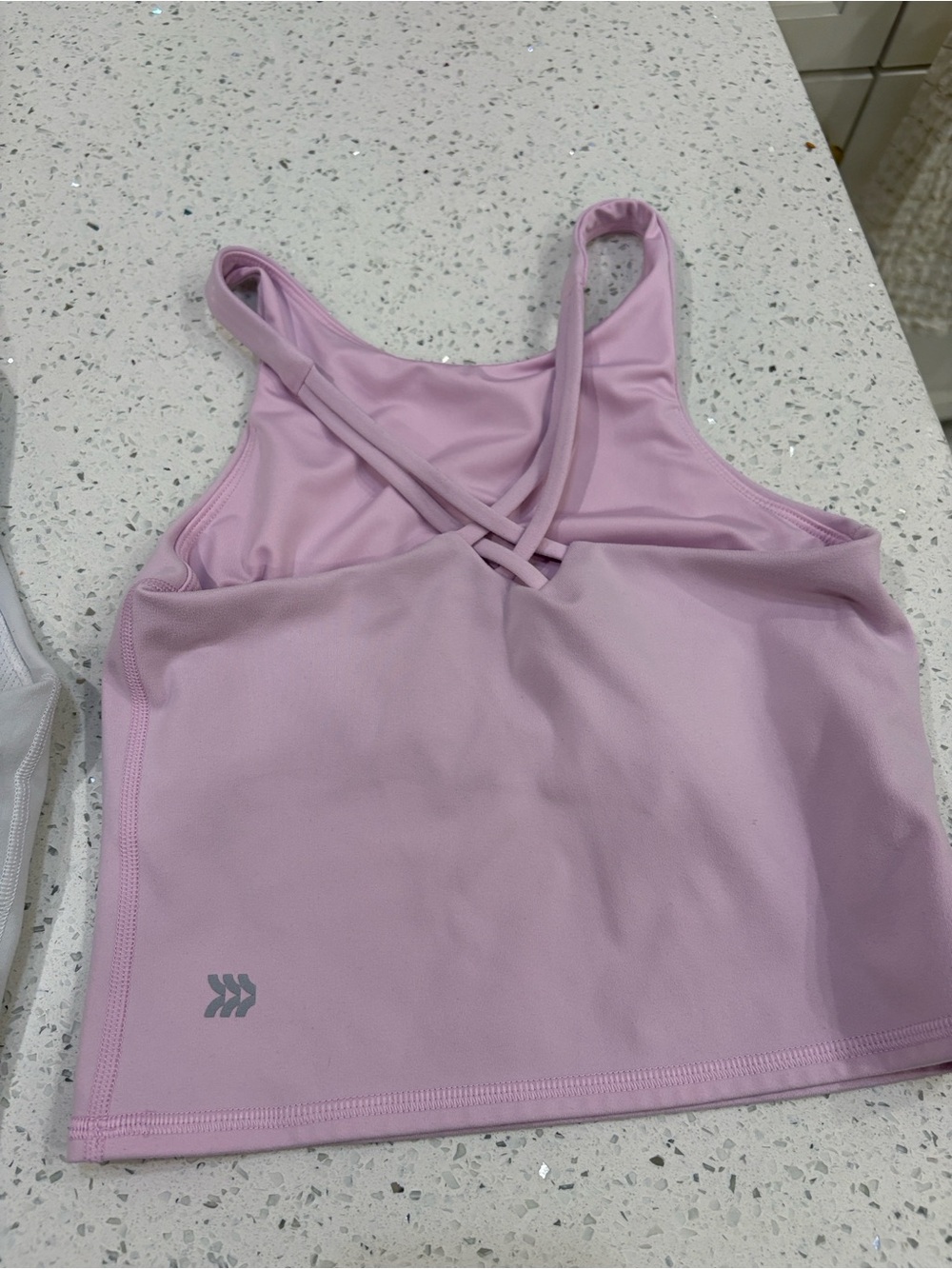 Athletic All in Motion & Athleta Works Girls' Tank Tops - white and Light Pink - Picture 7 of 8
